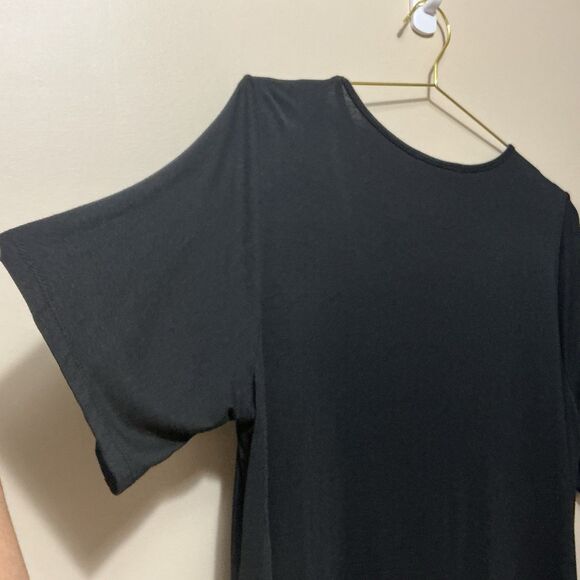 Kim & Cami Blouse Womens 1X Black Floral Embroidered Sheer Peek A Boo Neckline - Picture 6 of 9